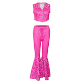 Barbie 90er Outfit Schlaghose Cosplay Halloween Karneval Mottoparty Kostüm Set
